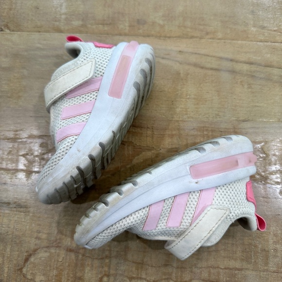 Adidas baby girl Tr23 walker tennis shoes sneakers pink white stripe - Picture 5 of 12